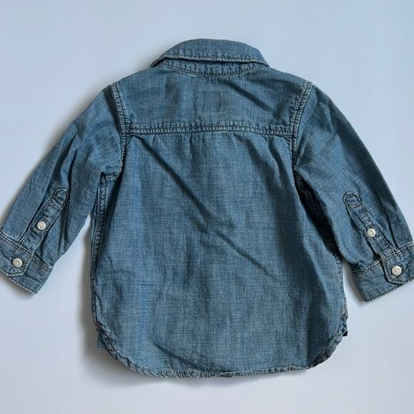 BABY GAP chambray long sleeve button up shirt 6-12M - Picture 4 of 5